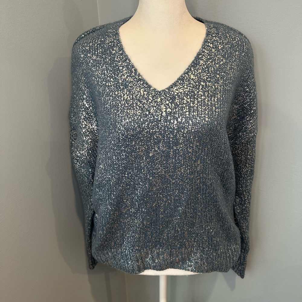 1.STATE Blue Sparkly Sweater Blouse